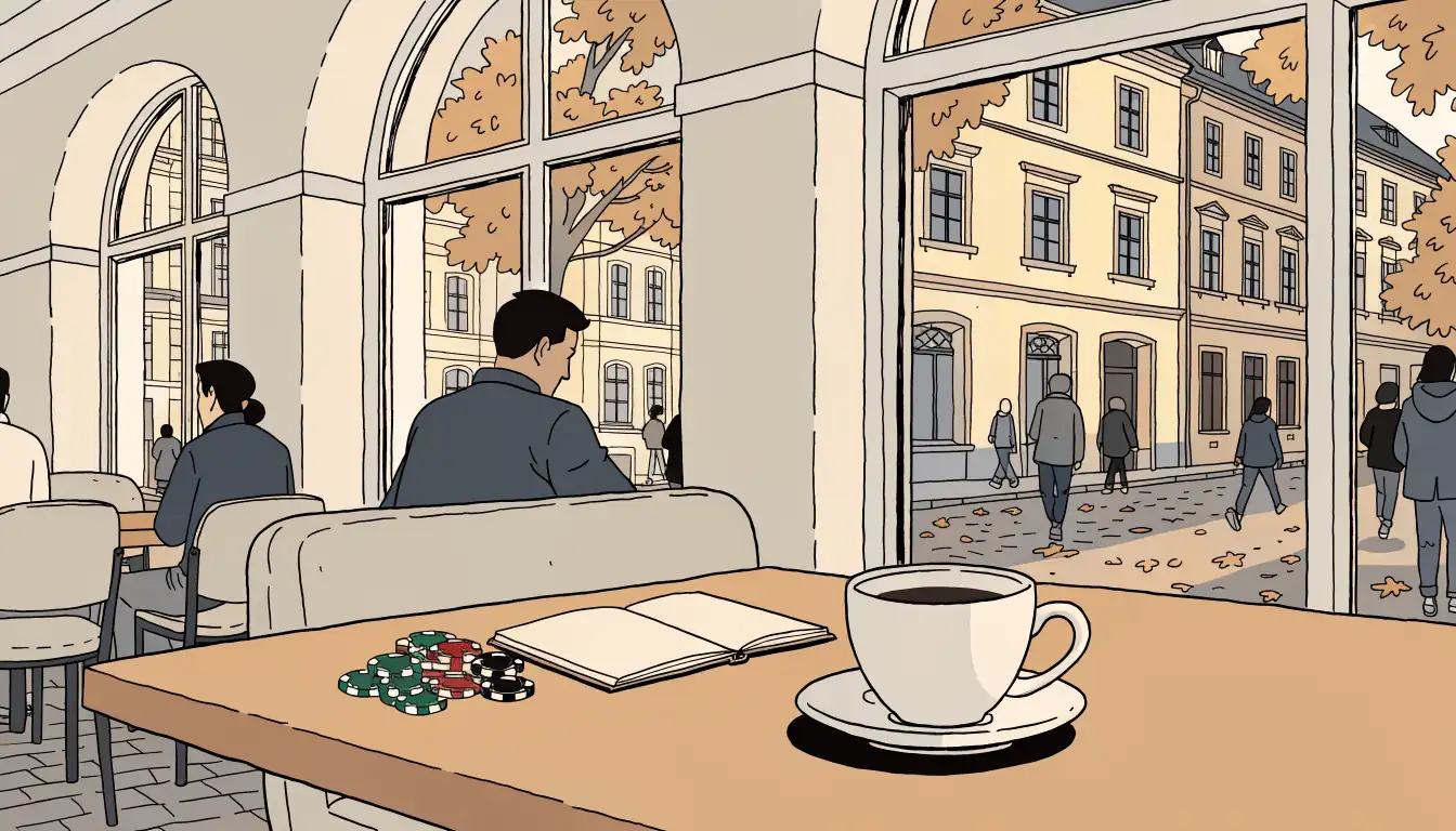 Café in Wien mit Casino-Chips auf dem Tisch